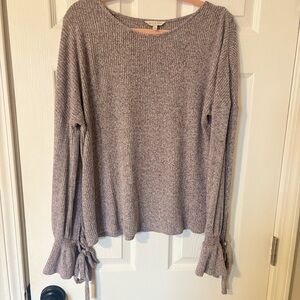 Lucky Brand Ribbed Tie Cuff Crewneck Sweater